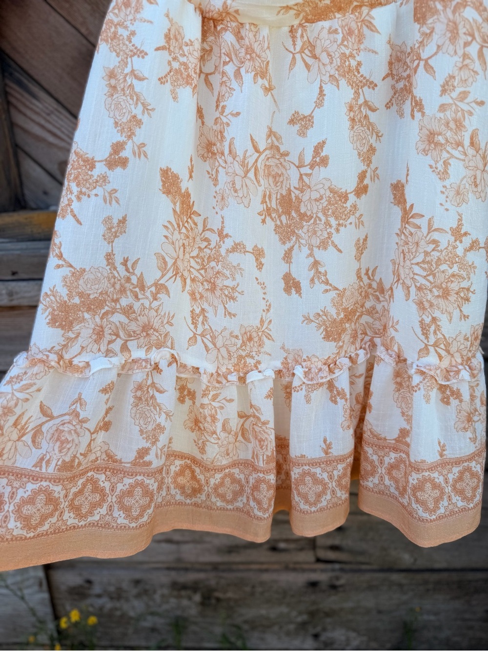 Blu Pepper Peach Floral Off-The-Shoulder Dress | Size Large - Picture 6 of 7